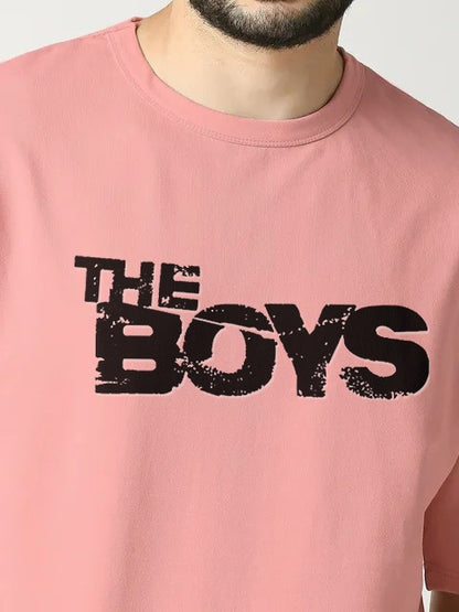 Pure Cotton Men T-shirt and Shorts Set in Pink Color