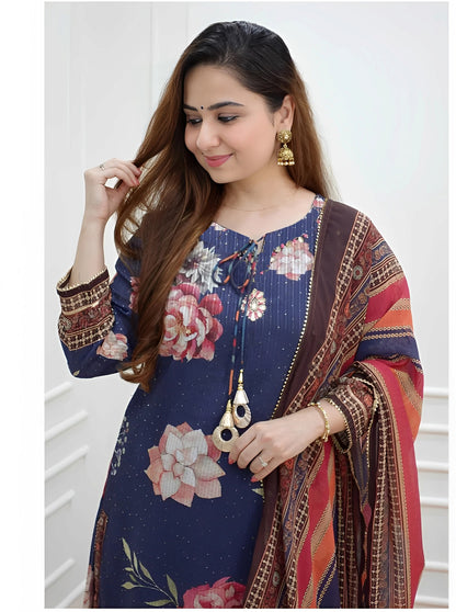 Printed Kurta and Sharara Set with Dupatta for Women